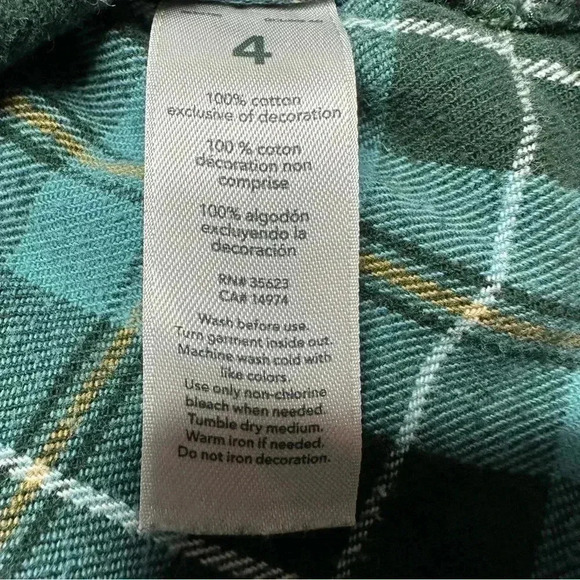 Carter’s Button Up Shirt Collared Plaid  Green & Black Size 4T - Picture 4 of 16